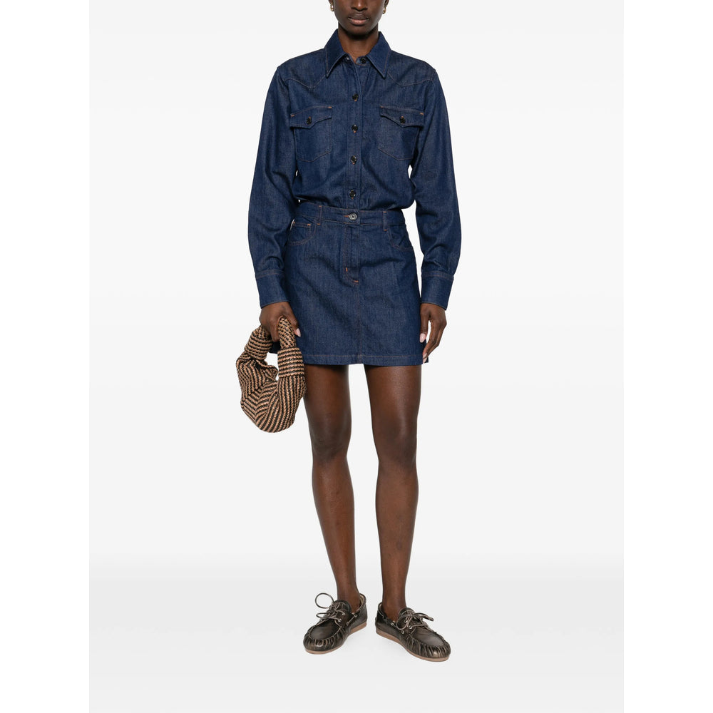 Dress With Flap Pockets and Button Fastening