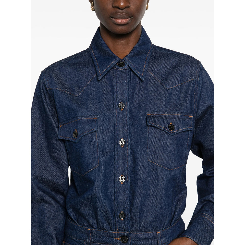 Dress With Flap Pockets and Button Fastening