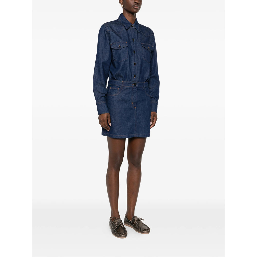 Dress With Flap Pockets and Button Fastening