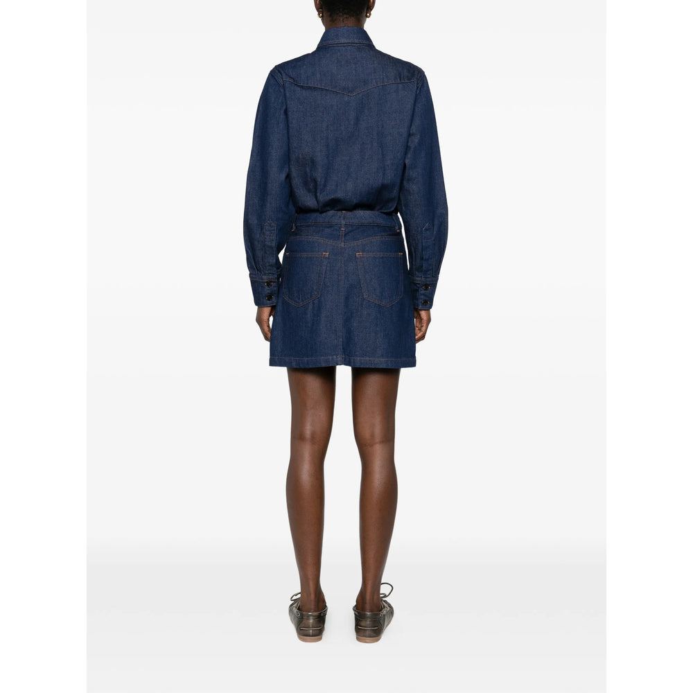 Dress With Flap Pockets and Button Fastening