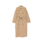 Beige Double Breasted Rainwear With Belt