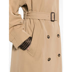 Beige Double Breasted Rainwear With Belt