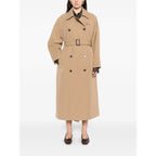 Beige Double Breasted Rainwear With Belt