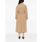 Beige Double Breasted Rainwear With Belt