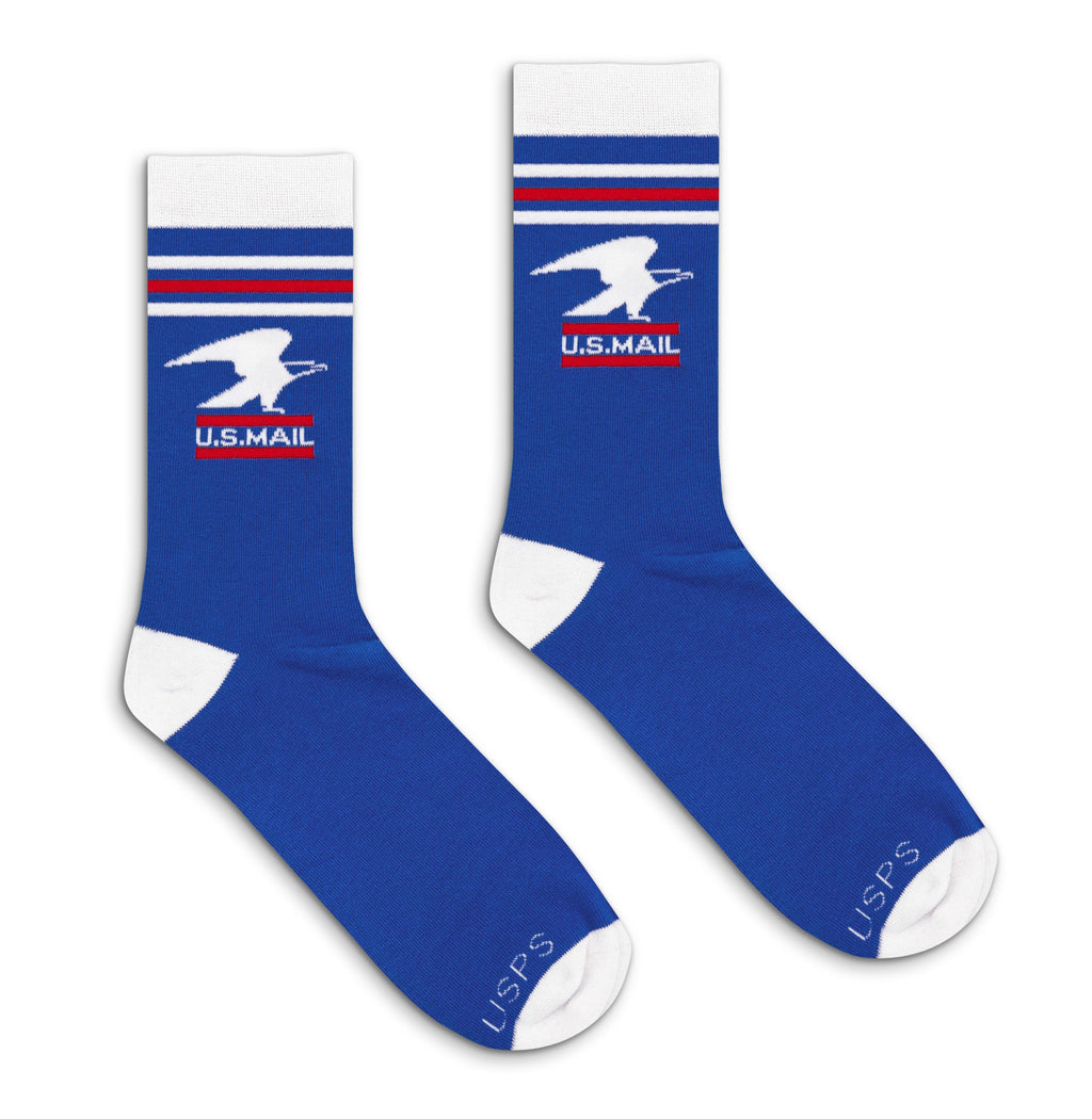 USPS U.S. Mail Standing Eagle Logo Crew Socks - Blue/White