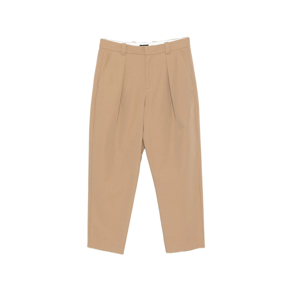 Beige Front Pleats Trousers