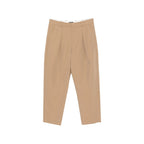 Beige Front Pleats Trousers