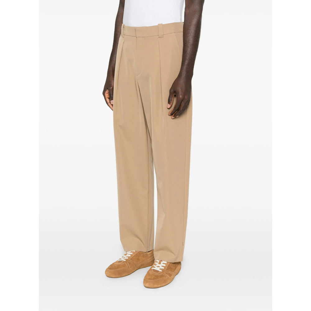 Beige Front Pleats Trousers
