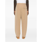 Beige Front Pleats Trousers