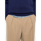 Beige Front Pleats Trousers