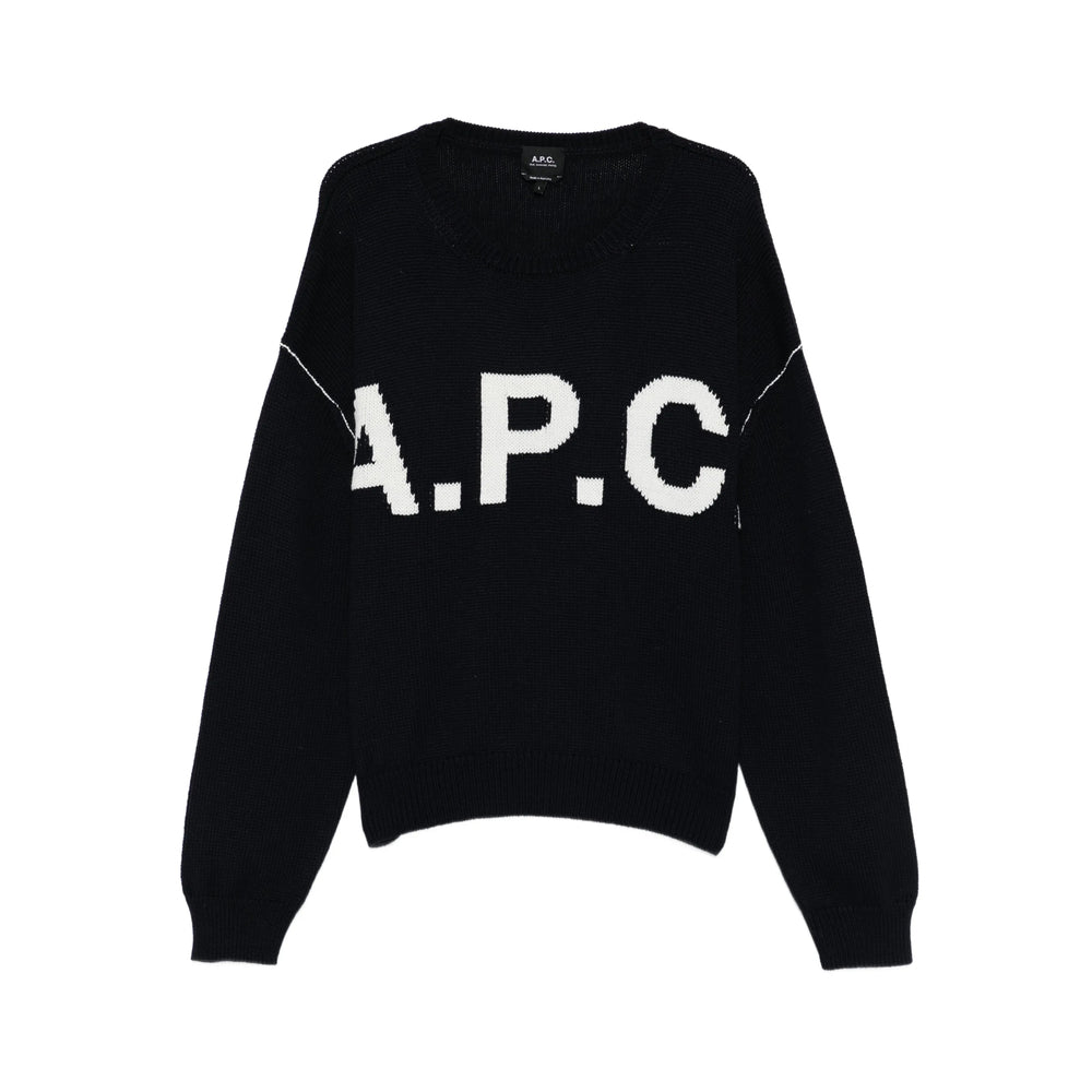 Blue Round Neck Sweater With Logo