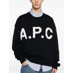 Blue Round Neck Sweater With Logo