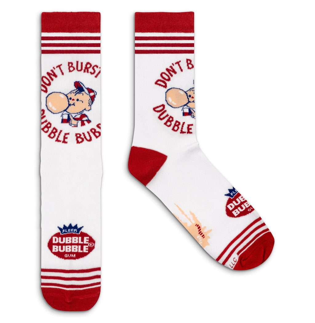 Dubble Bubble Gum Don't Burst My Bubble Candy Logo Socks - White/Red