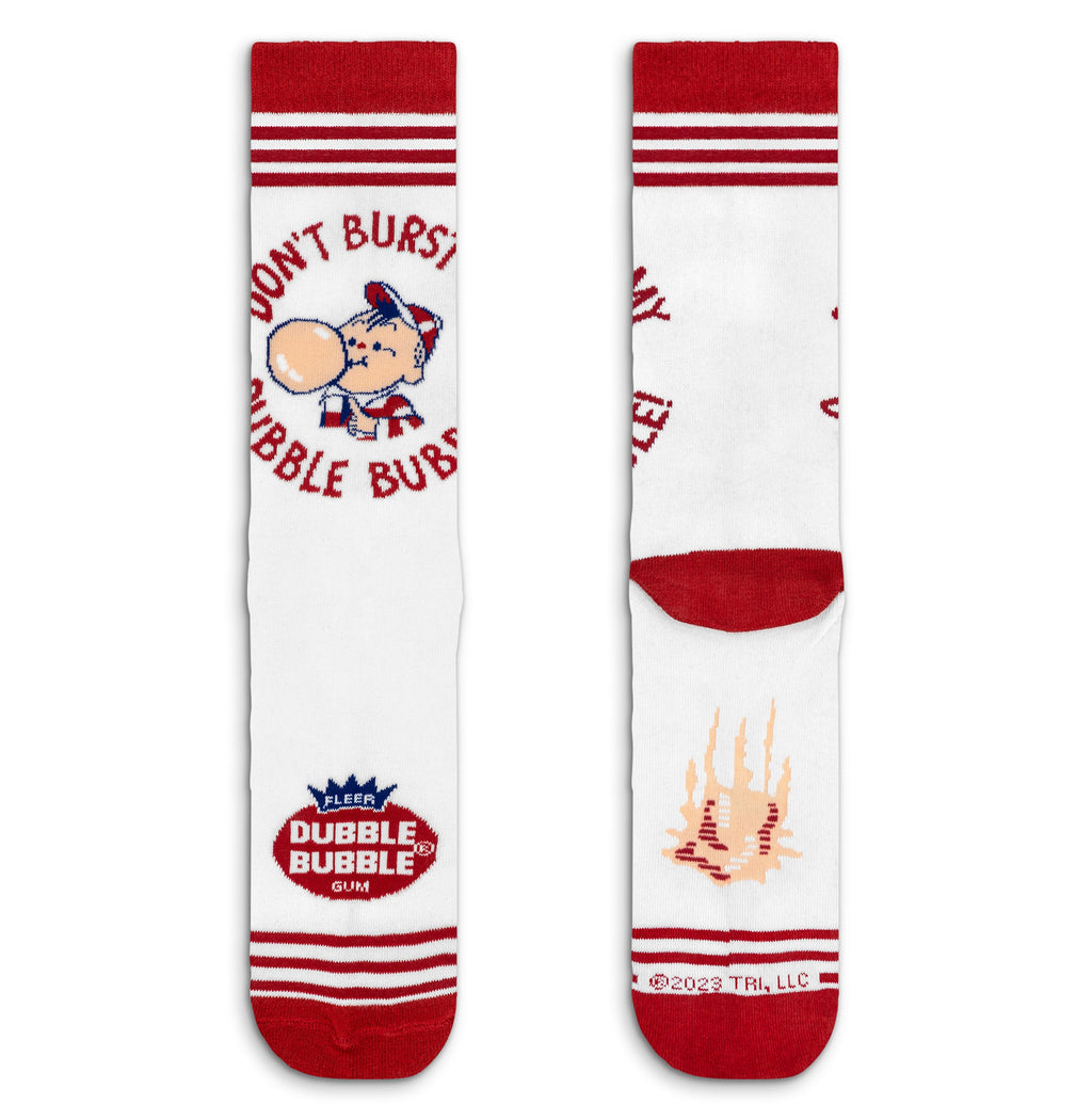 Dubble Bubble Gum Don't Burst My Bubble Candy Logo Socks - White/Red