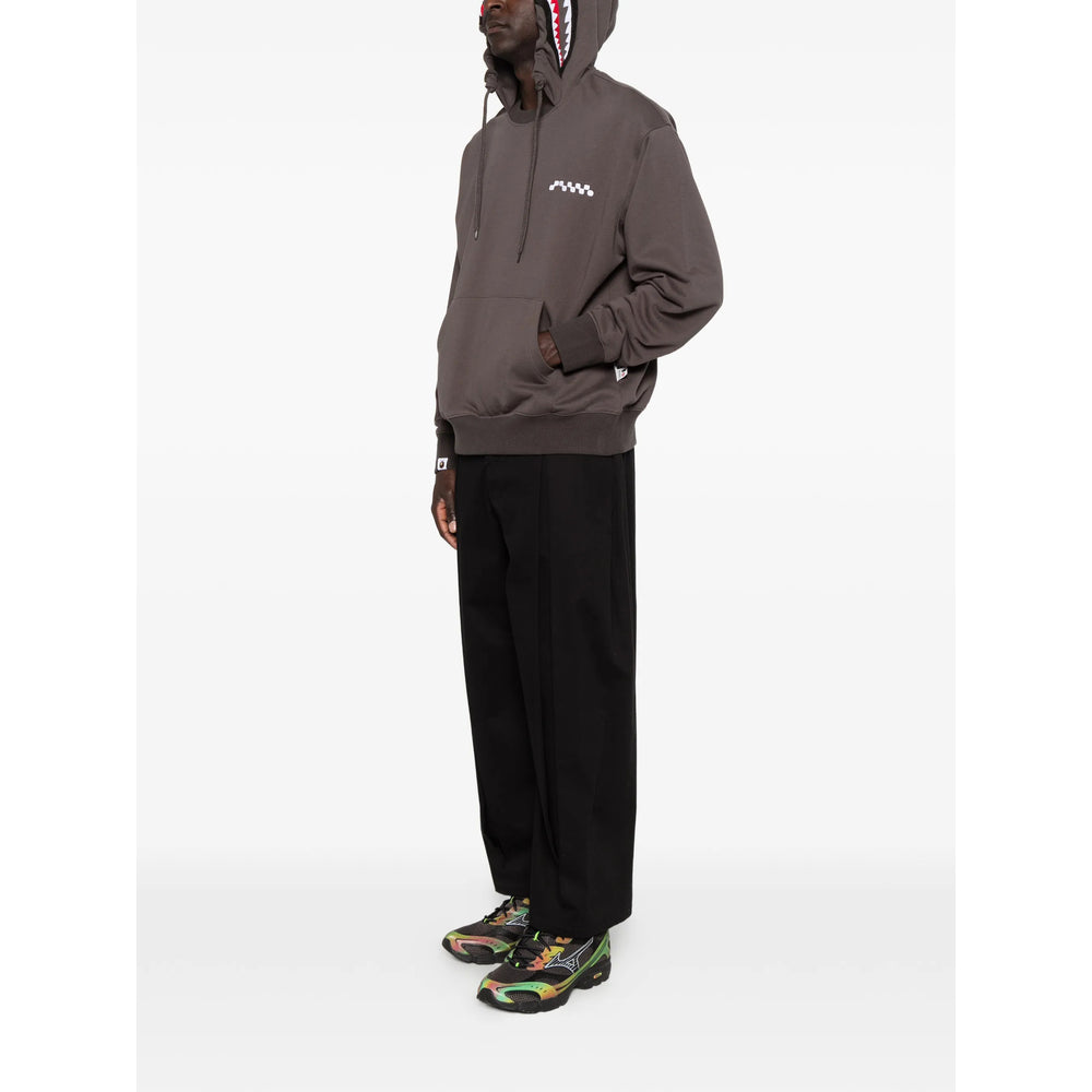 Hooded Sweatshirt Shark Motif Grey