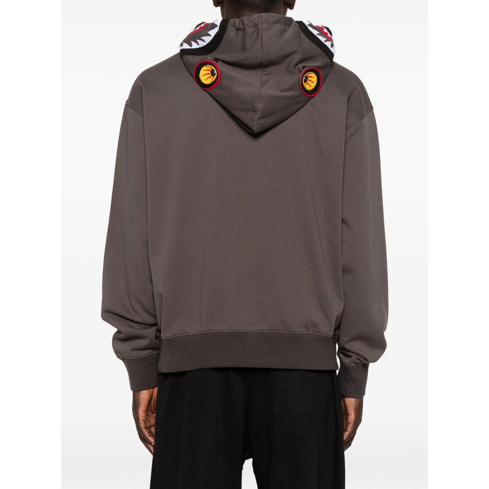 Hooded Sweatshirt Shark Motif Grey
