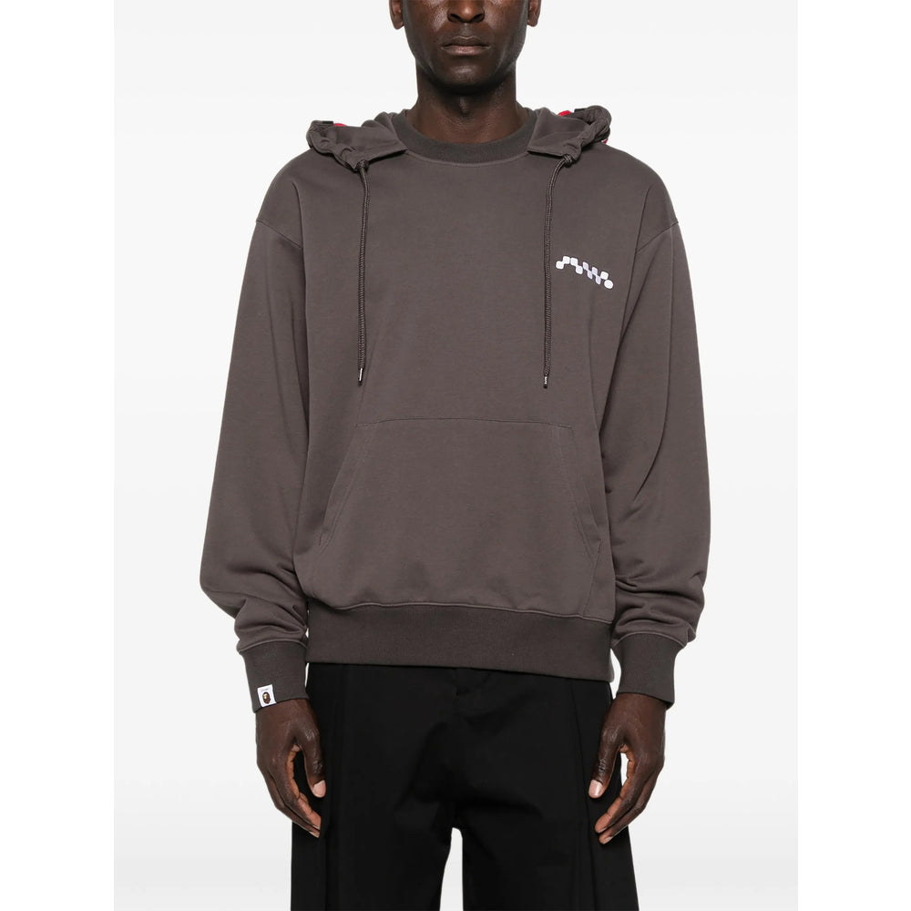 Hooded Sweatshirt Shark Motif Grey