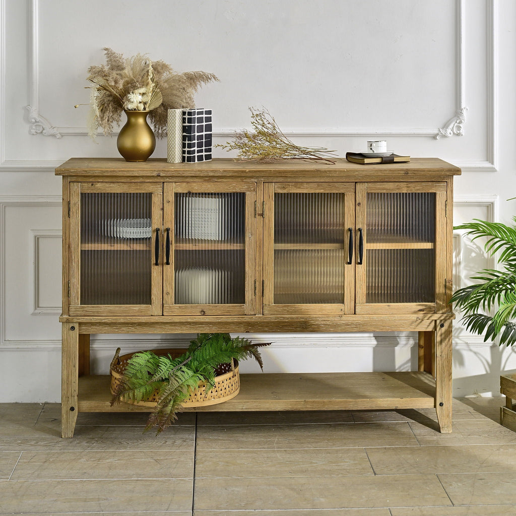 Rectangle Accent Sideboard Cabinet With Storage Shelf - Natural Wood