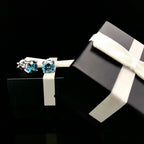 14K Gold Blue Lab Grown Diamond Stud Earrings with Screw Backs