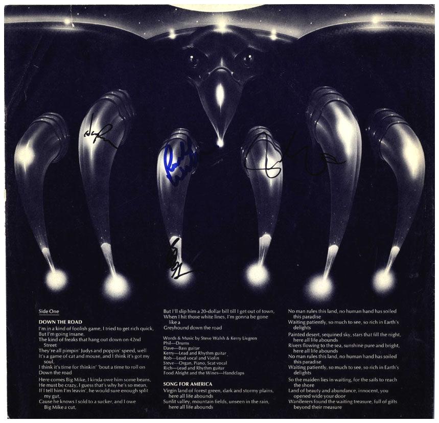 Kansas Signed X4 Autographed Album Sleeve Insert