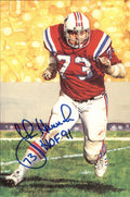 John Hannah HOF Autographed/Inscr Goal Line Art GLAC Postcard Patriots JSA