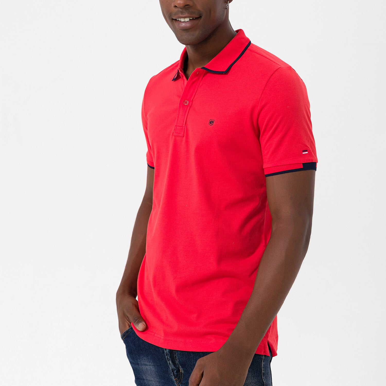 Marcelo Short Sleeve Polo Shirt // Red + Navy