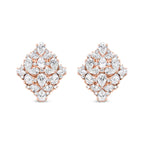 18K Rose Gold 8 1/3 Cttw Pear and Round Diamond Floral Cluster Omega Earrings (F-G Color, VS1-VS2 Clarity)