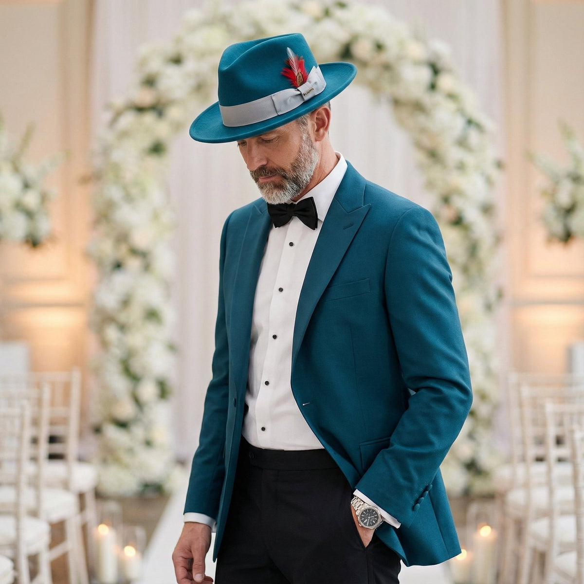 Acid Blue Crushable Wool Felt Fedora Hat for Men – 100% Australian Wool