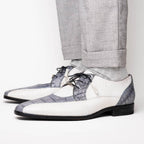 Moncalieri // Alligator + Cobra Skin Leather Oxfords // Gray + White