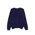 Navy Blue Crew Neck Sweater With Logo Detail