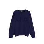 Navy Blue Crew Neck Sweater With Logo Detail