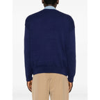 Navy Blue Crew Neck Sweater With Logo Detail