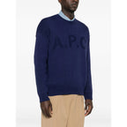 Navy Blue Crew Neck Sweater With Logo Detail