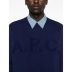 Navy Blue Crew Neck Sweater With Logo Detail