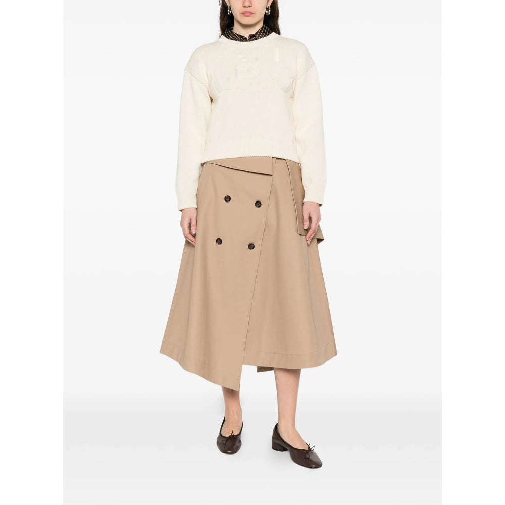 Beige Tonal Logo Crew Neck Sweater