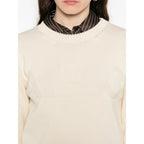 Beige Tonal Logo Crew Neck Sweater