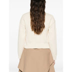 Beige Tonal Logo Crew Neck Sweater