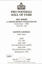 Dante Lavelli HOF Browns Signed/Inscr Goal Line Art GLAC Postcard JSA 167144