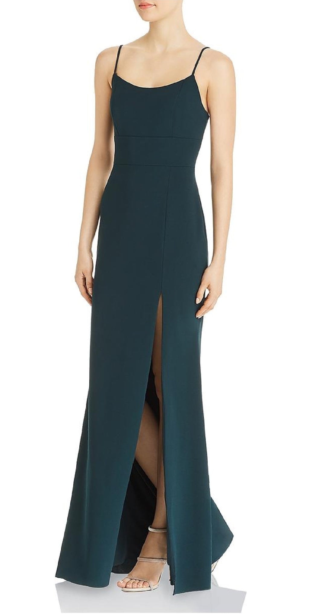 Aqua Women's Floor Length Spaghetti Strap Gown Green Size 8
