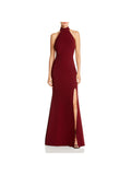 Aqua Women's Halter Neck Gown Red Size 10