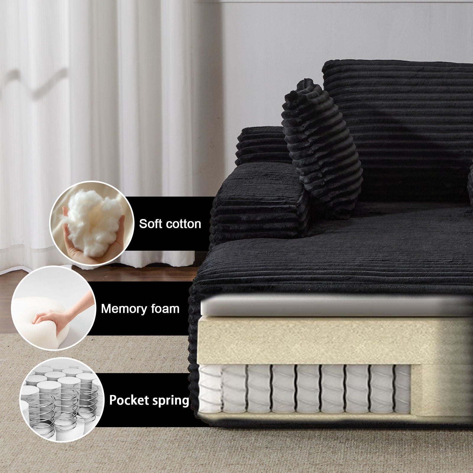 Oversized Chaise Lounge Chair Cozy Cloud Couch With 3 Throw