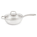 BergHOFF Belly Shape 18/10 Stainless Steel 9.5" Deep Skillet with Glass Lid, 3.2qt