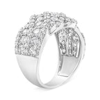 10K White Gold 3.00 Cttw Diamond Multi Row Cluster Band Ring (I-J Color, I3 Clarity) - Size 7