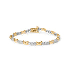 10K Two-Tone Gold 1/2 Cttw Diamond Alternating 3 Stone and X-Link 7" Bracelet (I-J Color, I2-I3 Clarity)