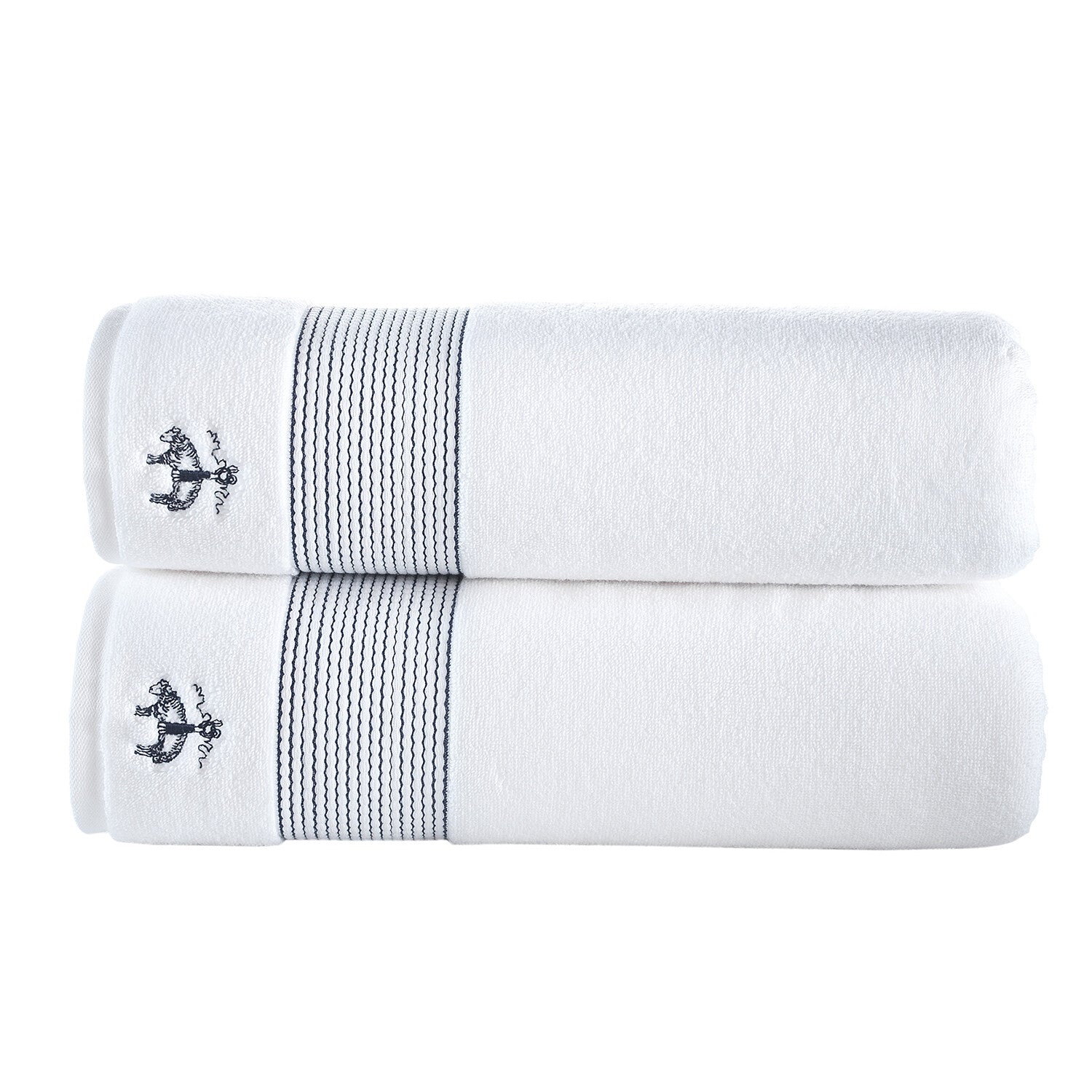 Brooks Brothers Rope Stripe Border // Bath Sheets // Set of 2