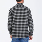Jake Long Sleeve Checkered Pocket Collar Button-Up Shirt // Black