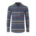 Tribal Printed Pattern Long Sleeve Button-Up Shirt // Blue