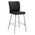 Modern Bar Chair Set Streamlined Backrest Metal Legs 2 - Black / Silver