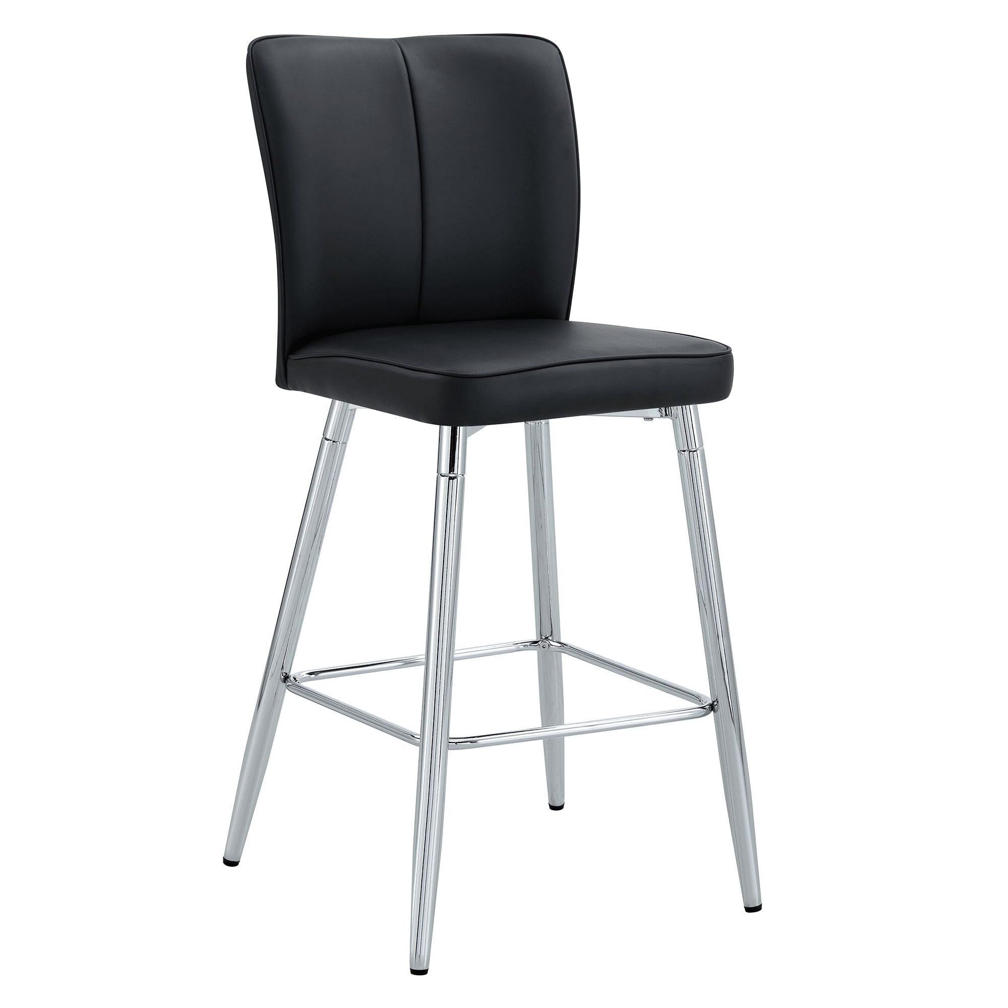 Modern Bar Chair Set Streamlined Backrest Metal Legs 2 - Black / Silver