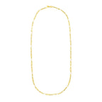 14k Yellow Gold Paperclip Chain and Pearl Necklace